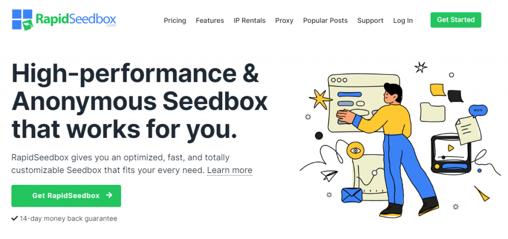 Screenshot of RapidSeedbox home page.