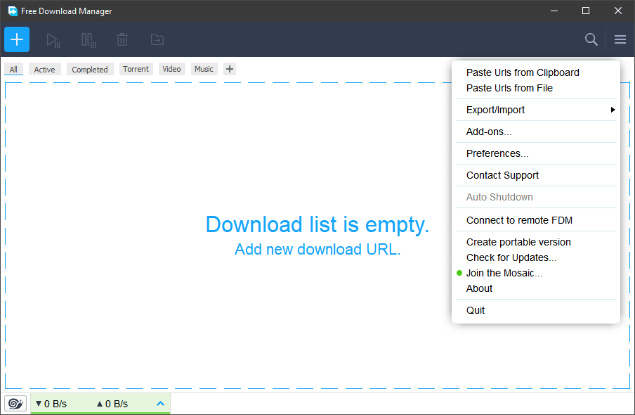 Screenshot of Free Download Manager user interface