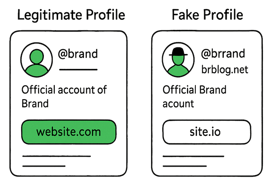 fake vs legit site. brand protection