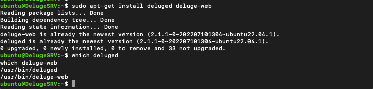 Deluge install