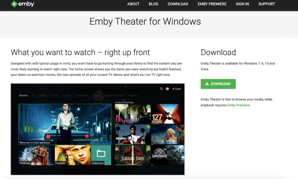 Emby theater for windows
