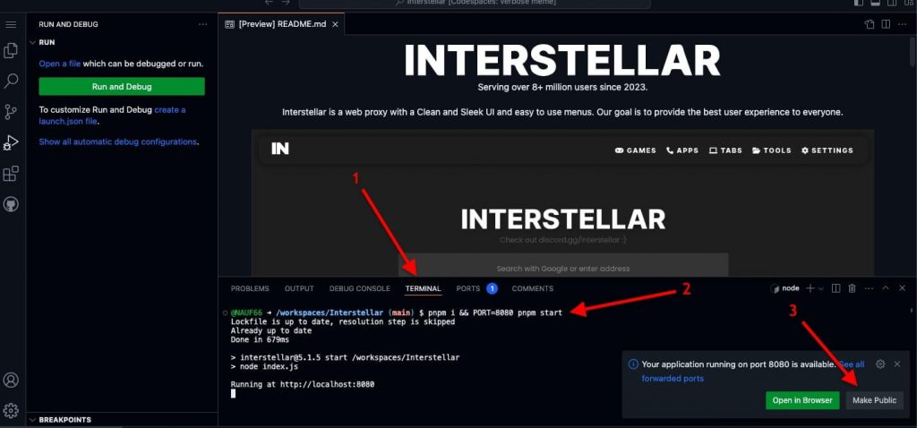 Interstellar Proxy - GitHb Codespaces