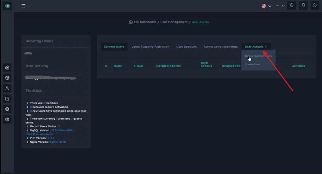QuickBox dashboard