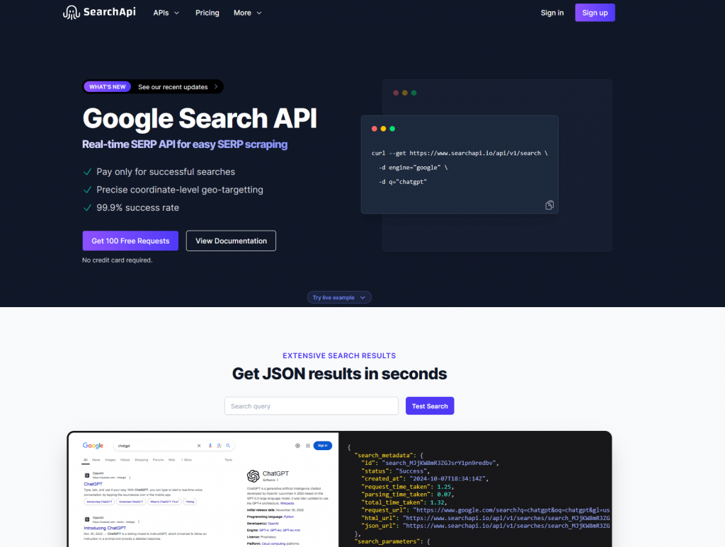 SearchApi.io homepage