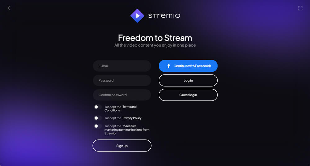 Registering with Stremio