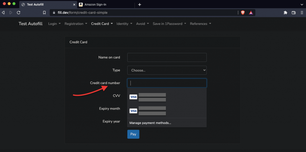 Brave Web Browser Auto-fill Test