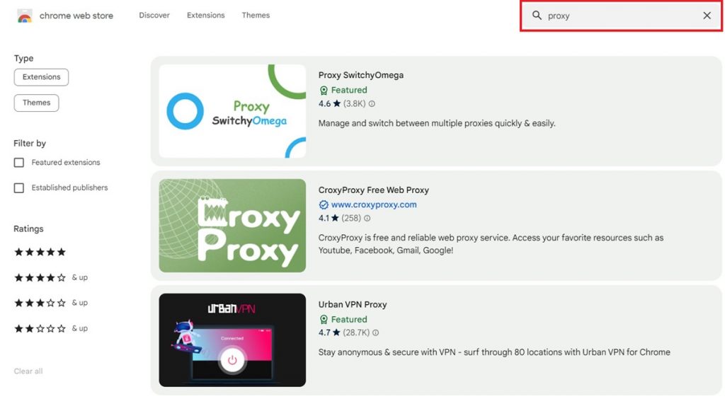 The Chrome web store has many proxy extensions available.