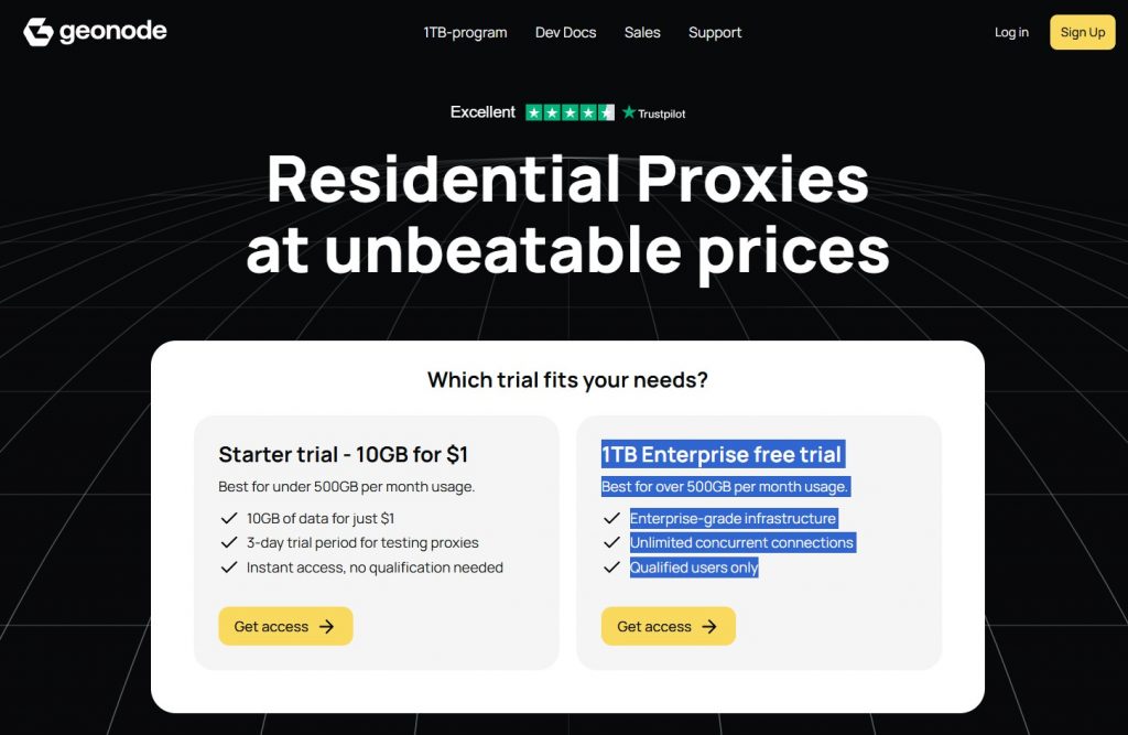Geonode Proxies main page