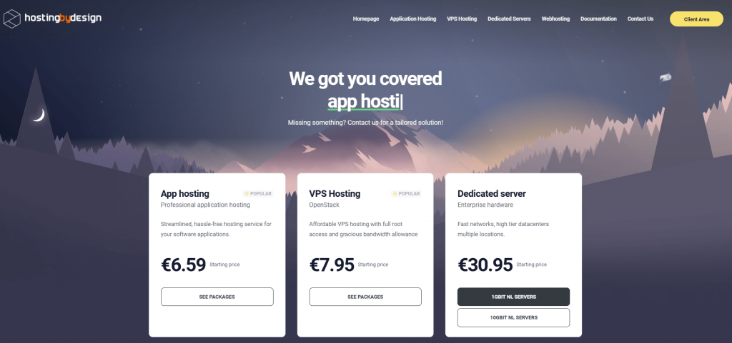 Hostingby.design homepage
