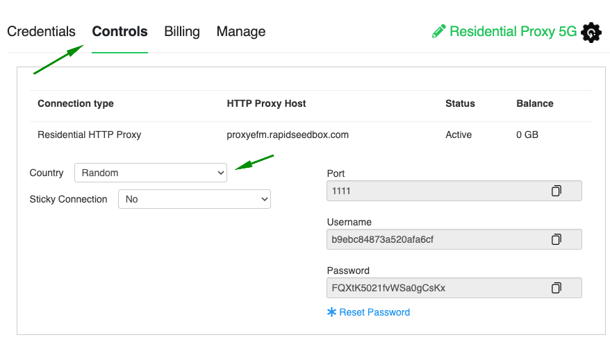 residential proxies provider dashboard