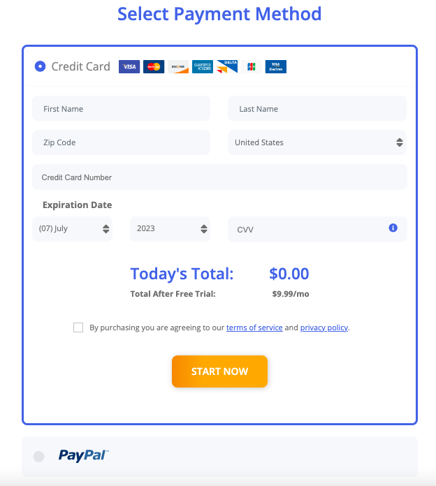 Selecting a payment method