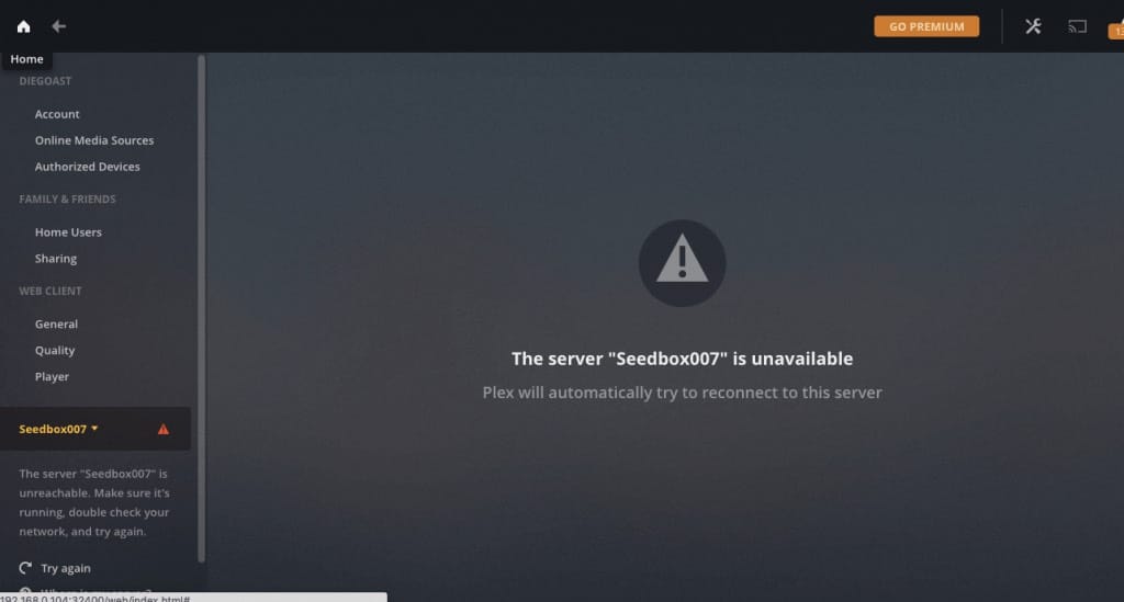 Troubleshooting Plex Media Server: Server is unavailable. 