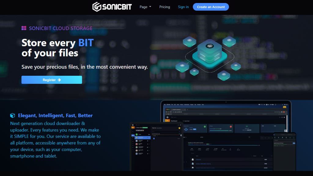 Screenshot of Sonicbit web page