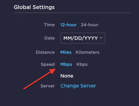 Change Mbps to Kbps in Speedtest. 