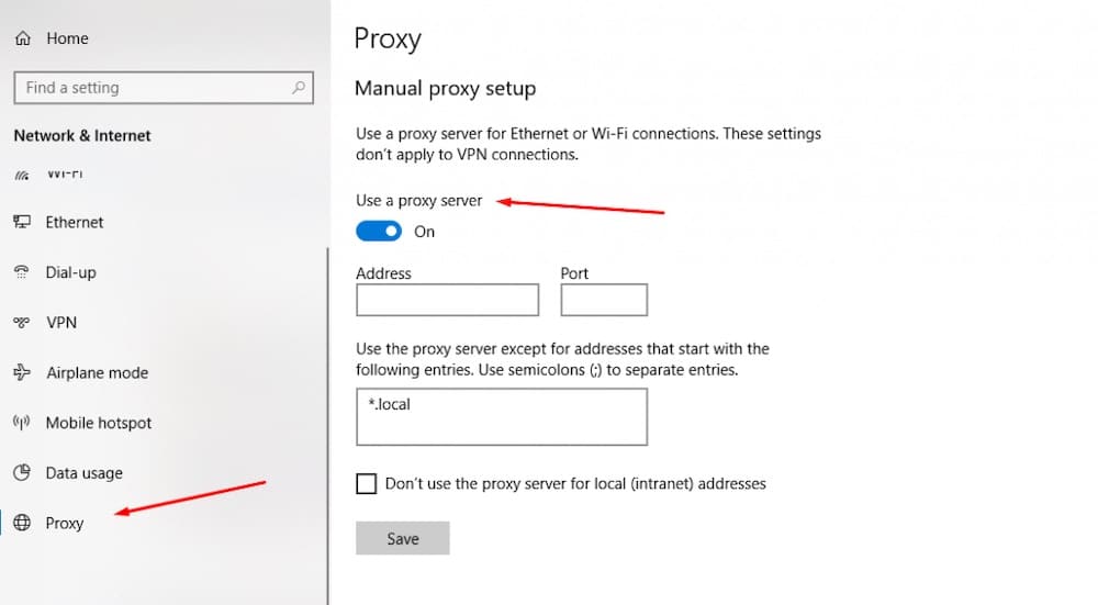 Configuring SOCKS5 proxy on a Windows.
