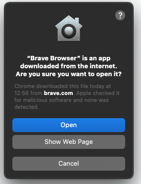 Accept Brave Web Browser 