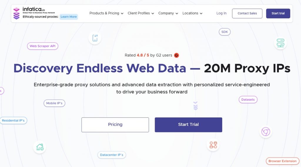 Infatica Proxies main page