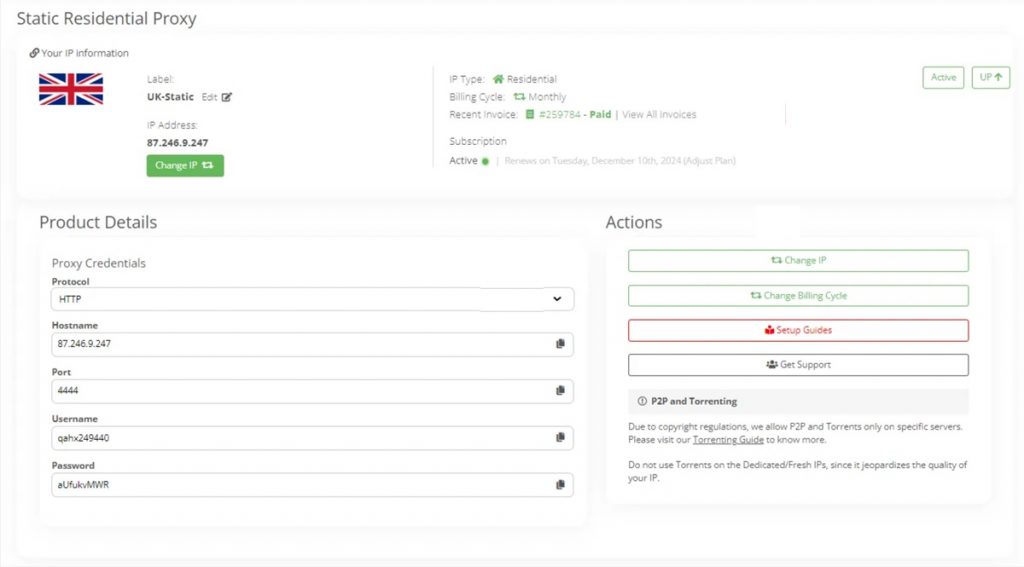 IPBurger customer dashboard. 