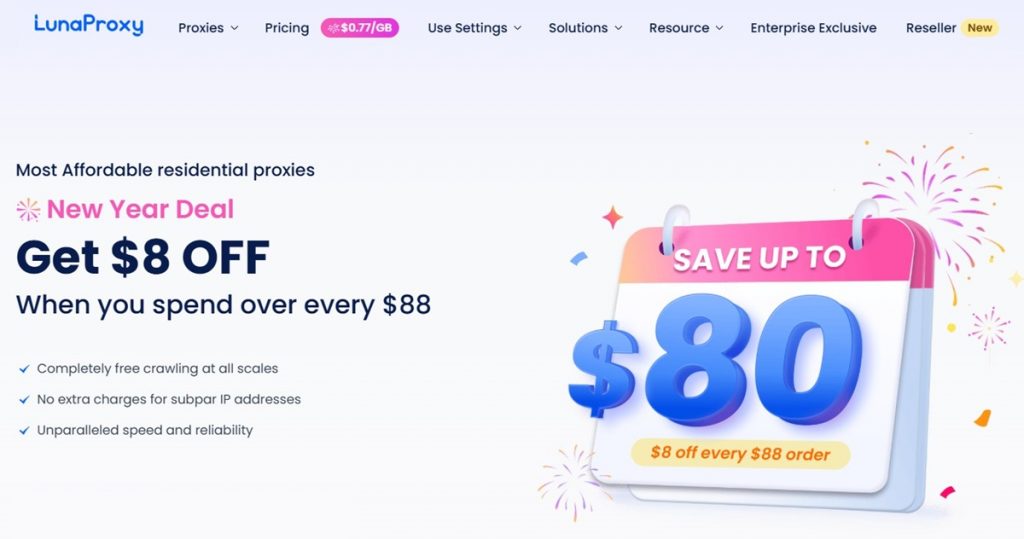 LunaProxy homepage