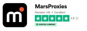 MarsProxies Trustpilot ratings