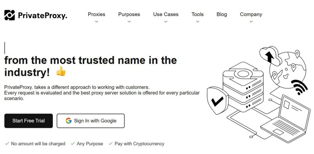 PrivateProxy main page