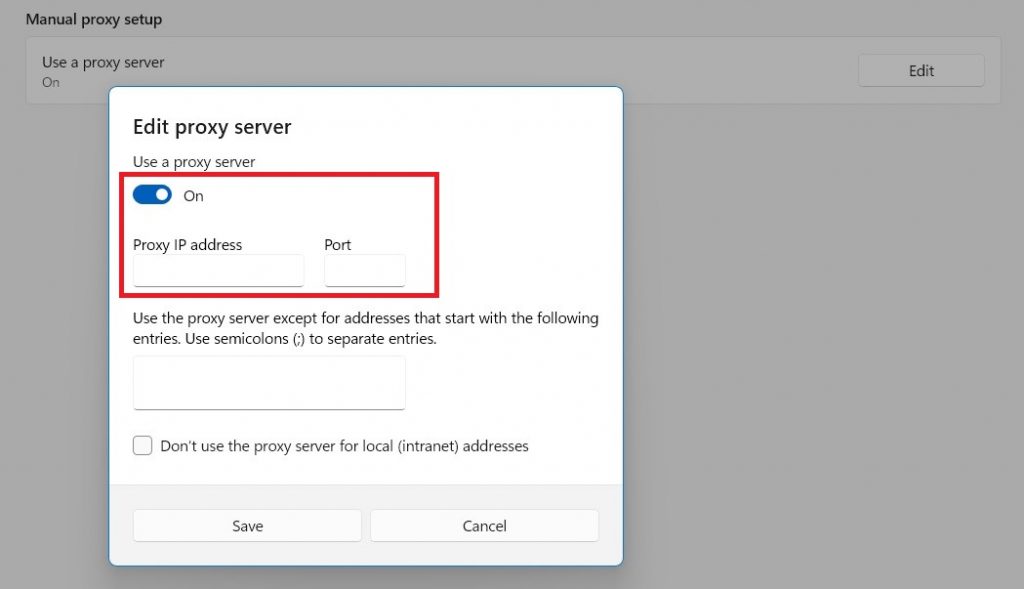 To set up a proxy in Windows, go to  Settings > Network & Internet > Proxy.
