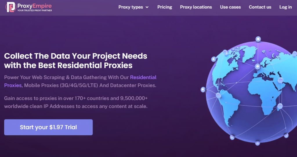 ProxyEmpire main page
