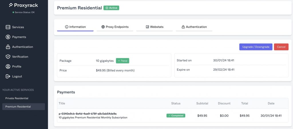The Proxyrack dashboard is powerful and well-organized.
