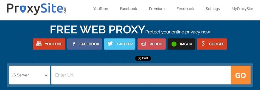 ProxySite allows you to access a website via proxy by typing in the URL. (Source: ProxySite)