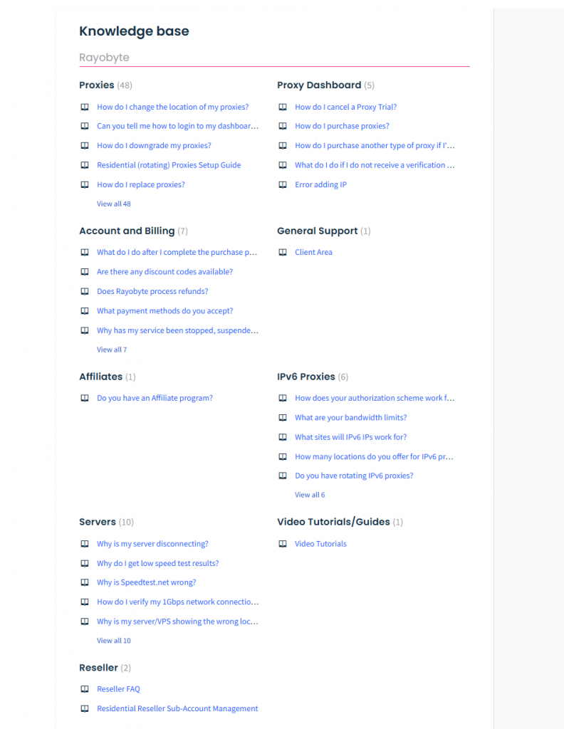 rayobyte knowledge base
