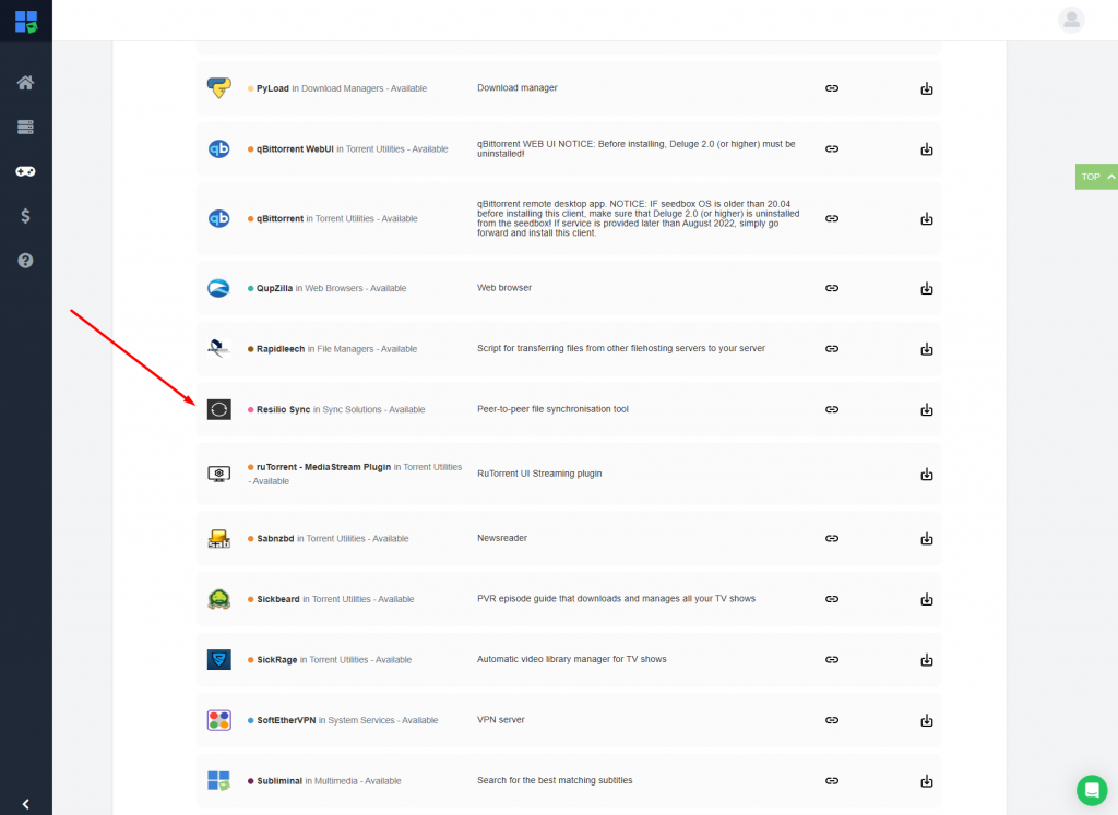 resilio sync in one-click installers