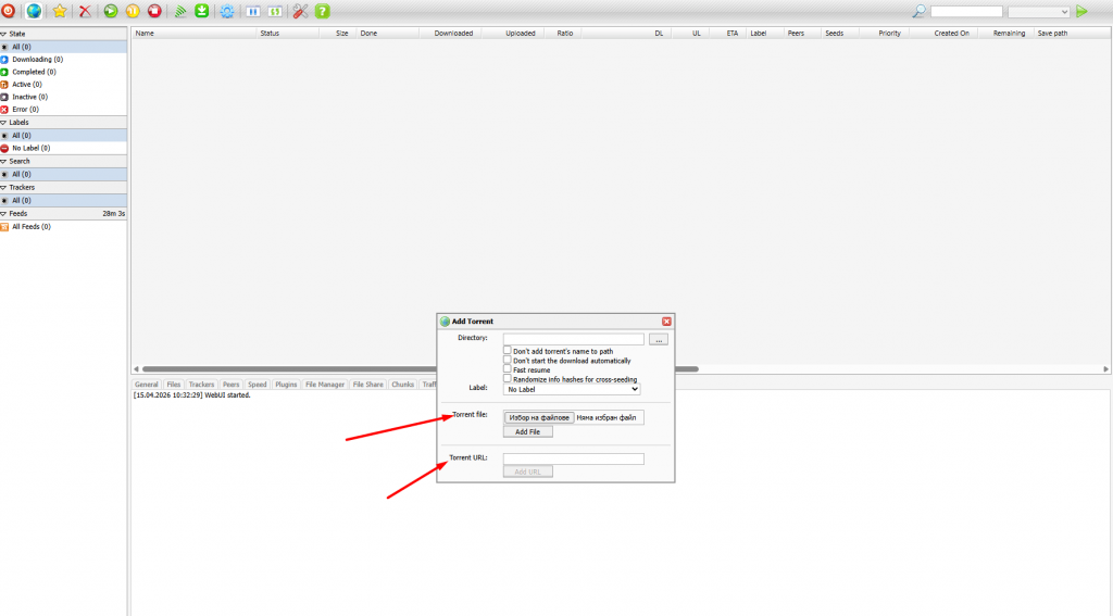 rutorrent adding torrents