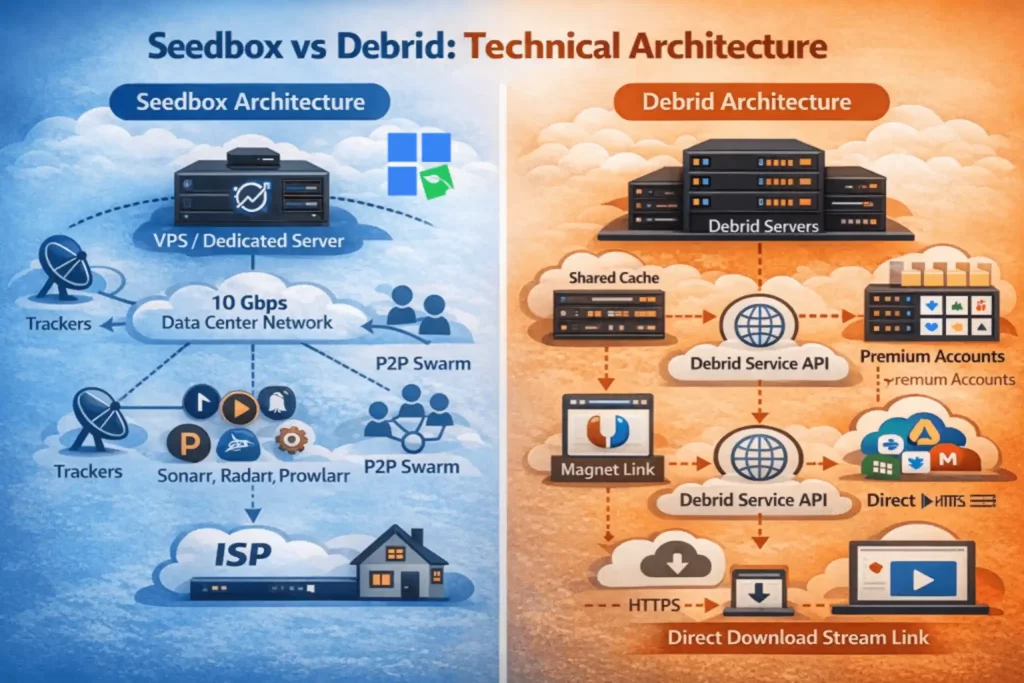 Seedbox vs Debrid Technical Architecture