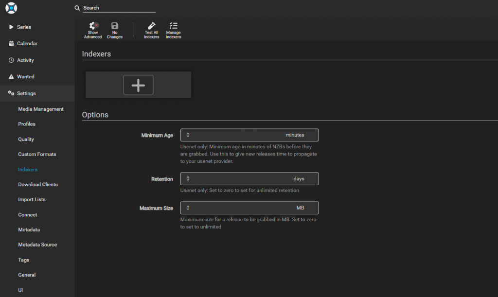 adding indexers to Sonarr