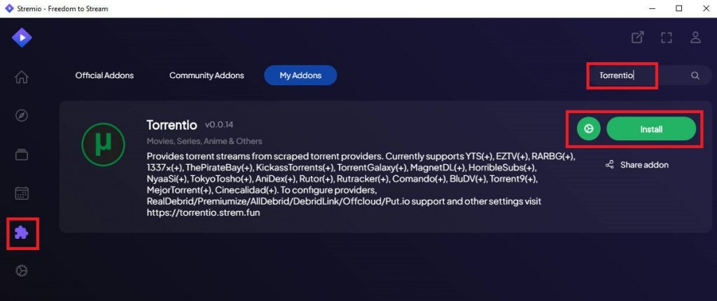 Torrentio es un complemento de Stremio que permite el streaming de torrents mientras descargas.