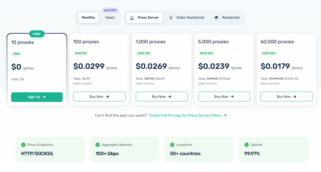 webshare pricing