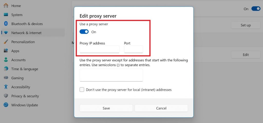 Desbloqueie o YouTube para a escola adicionando um servidor proxy no Windows.